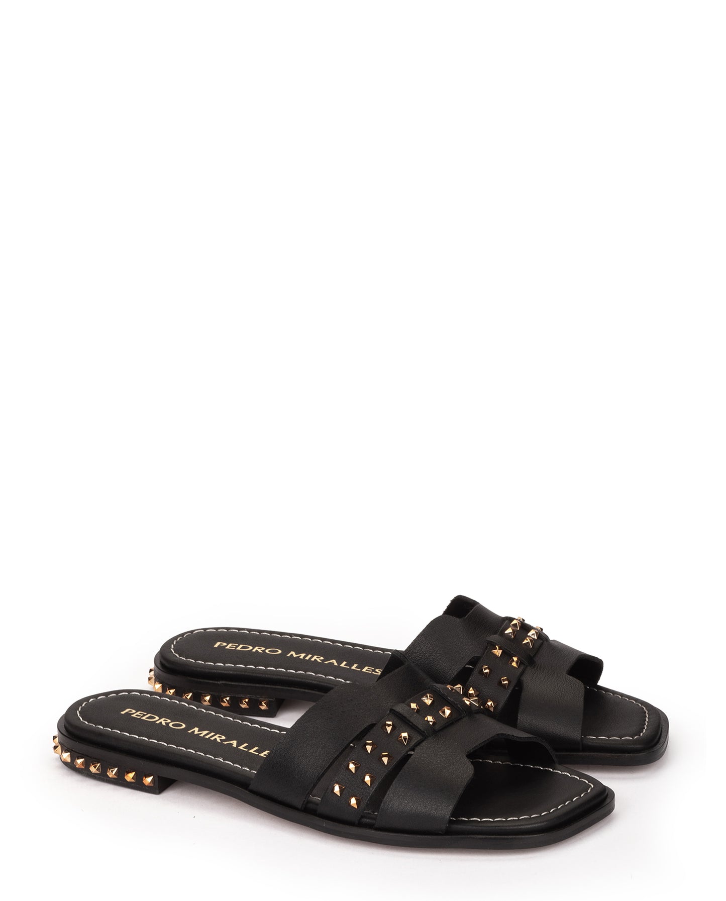 PM 17041 'YSL' gold studded slider