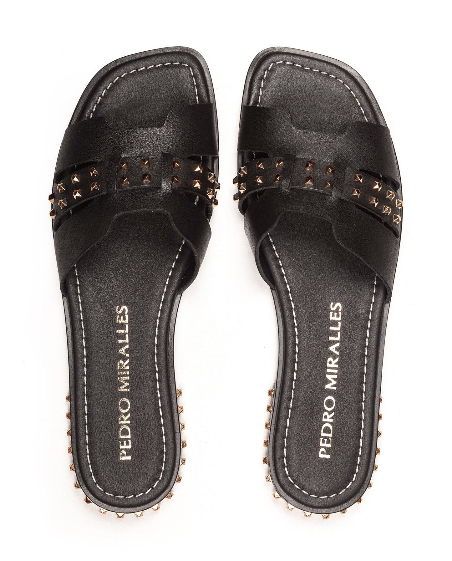PM 17041 'YSL' gold studded slider
