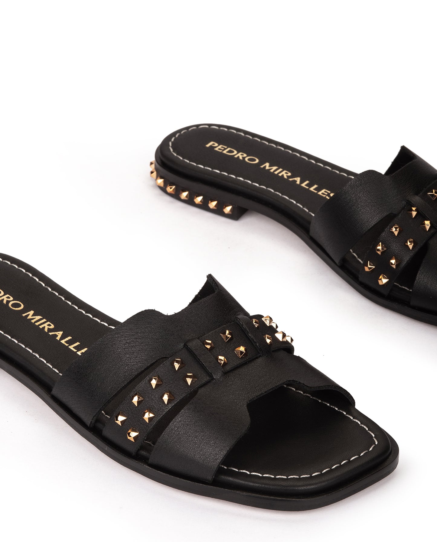 PM 17041 'YSL' gold studded slider