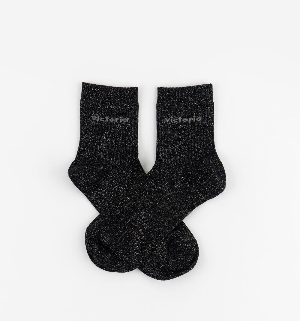 V 9125132 lurex socks black