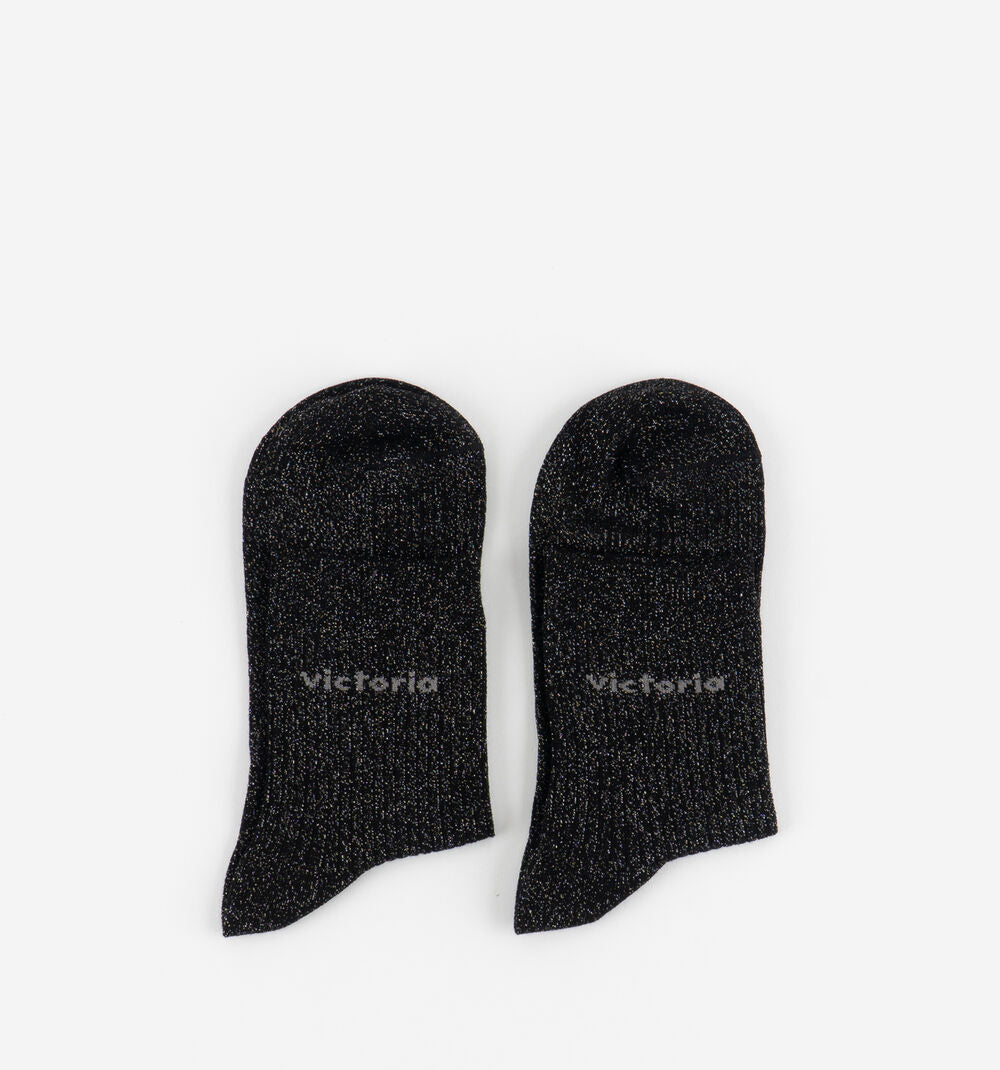 V 9125132 lurex socks black