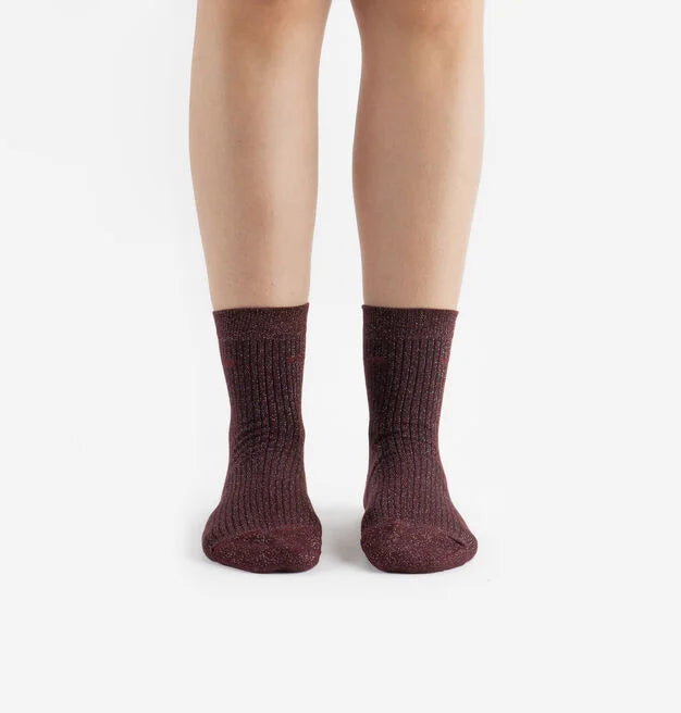 V 9125132 lurex socks burdeos