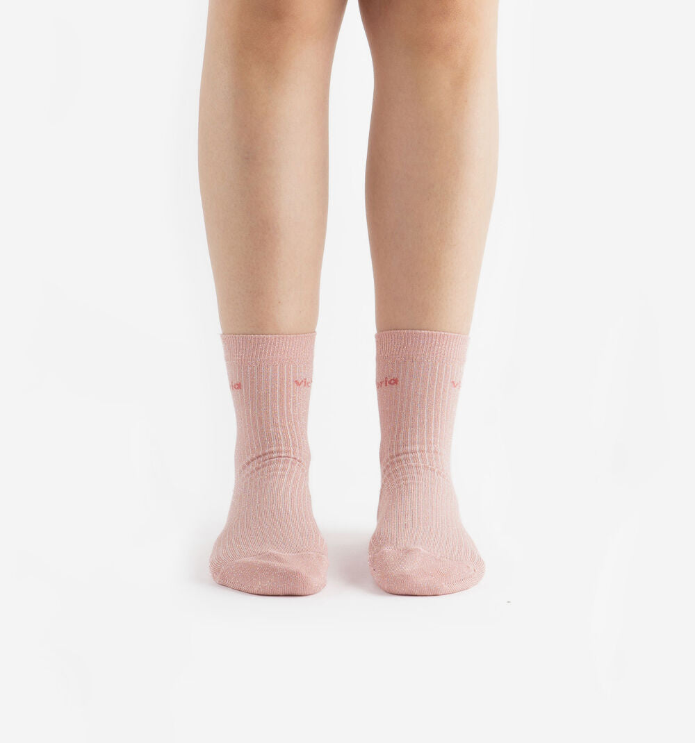 V 9125132 lurex socks pink