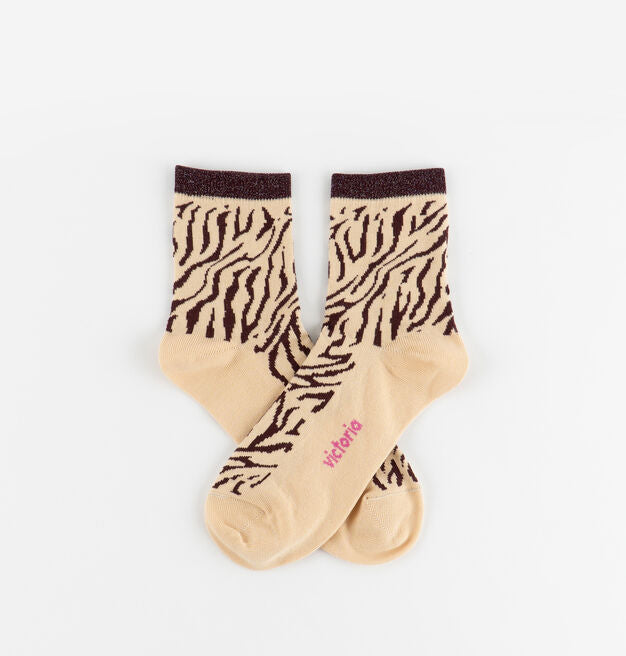 V 9125134 zebra pattern socks burdeos