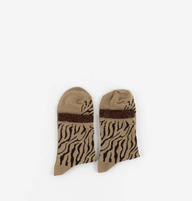 V 9125135 leopard pattern socks brown
