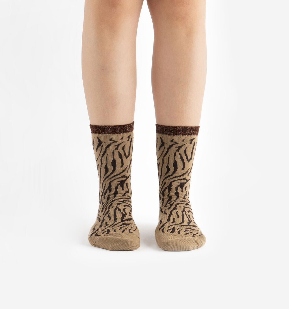 V 9125135 leopard pattern socks brown