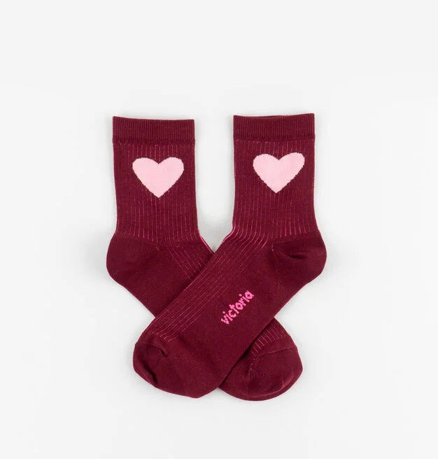 V 9125136 heart sock burdeos