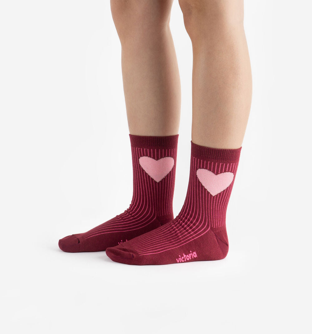 V 9125136 heart sock burdeos
