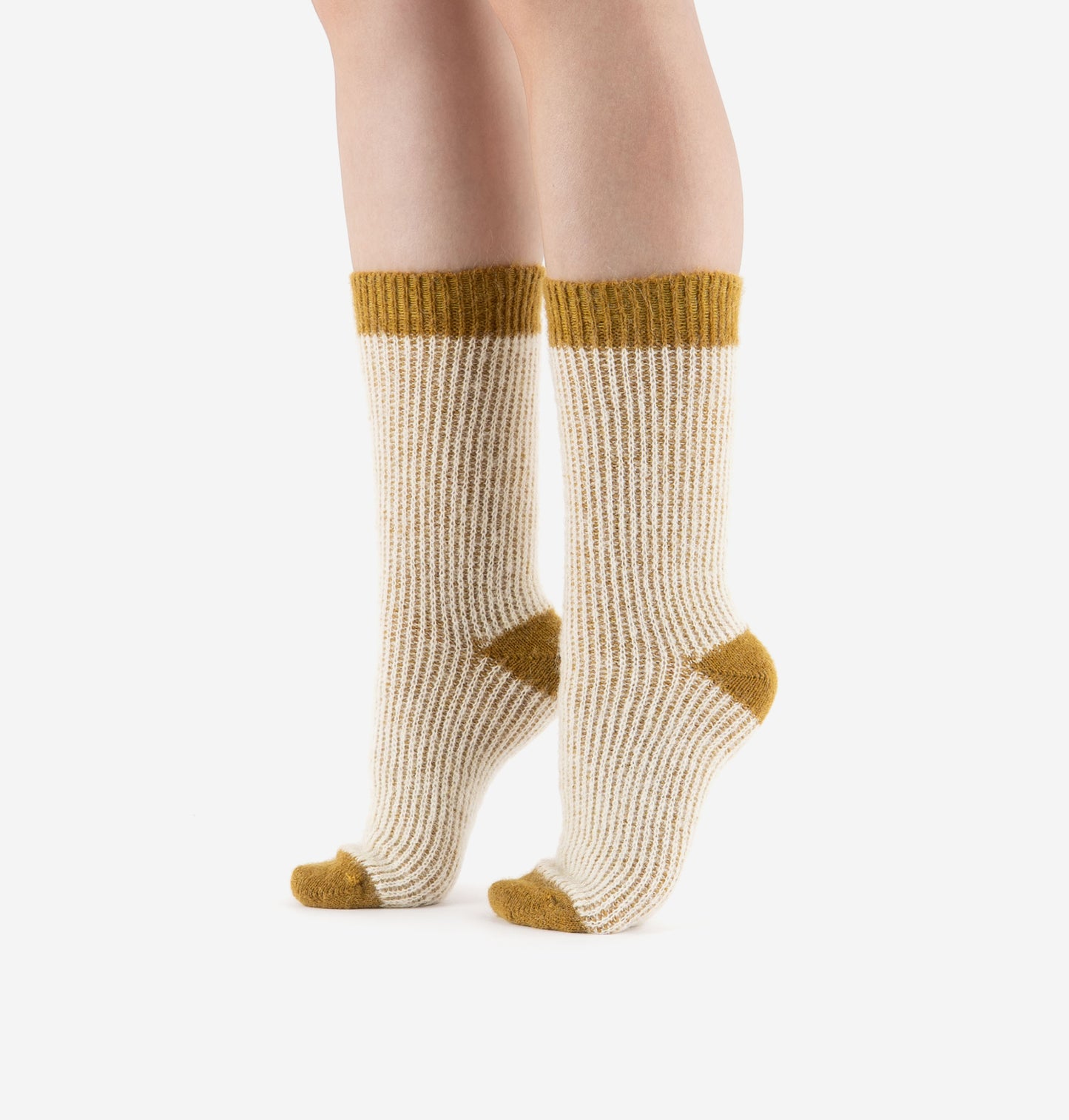 V 9126043 2 tone wool socks mustard