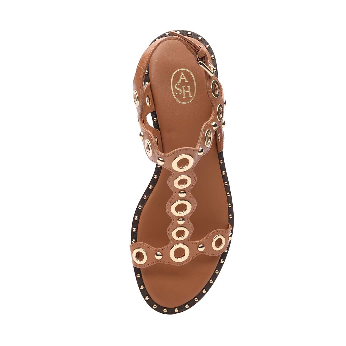 A Pop03 gold ring detail flat sandals