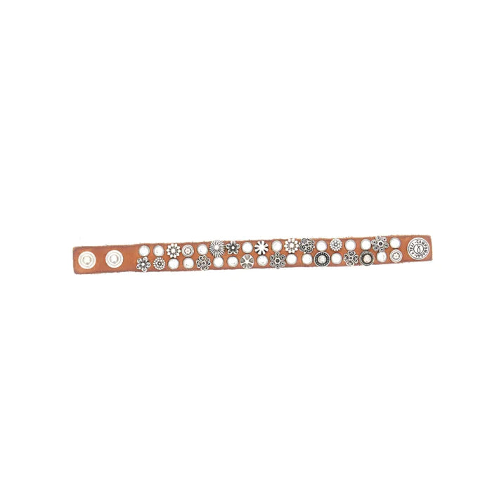 C C024010-x2743 Crystal & ornate stud leather bracelet