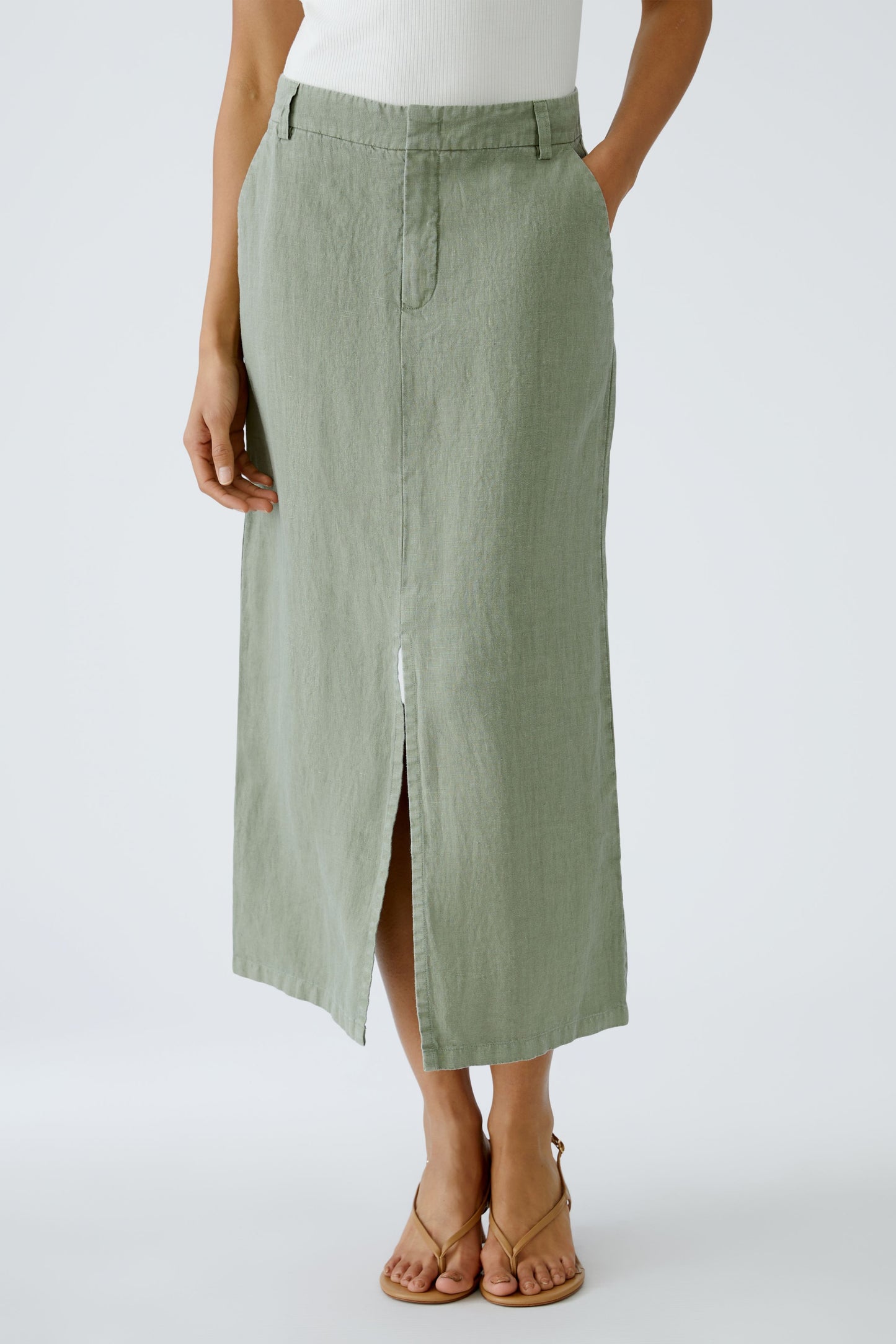 O 92882 Linen split straight skirt