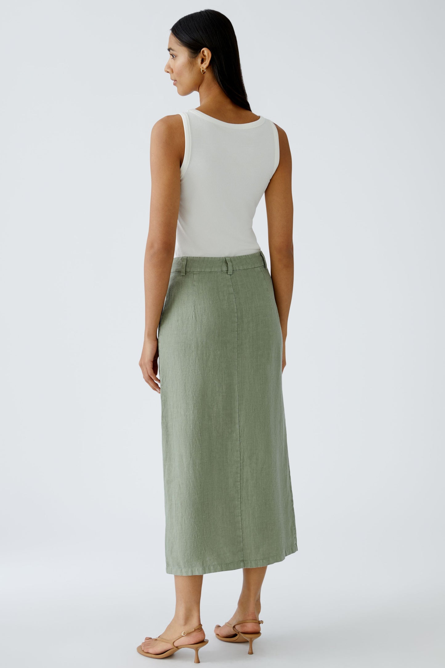 O 92882 Linen split straight skirt
