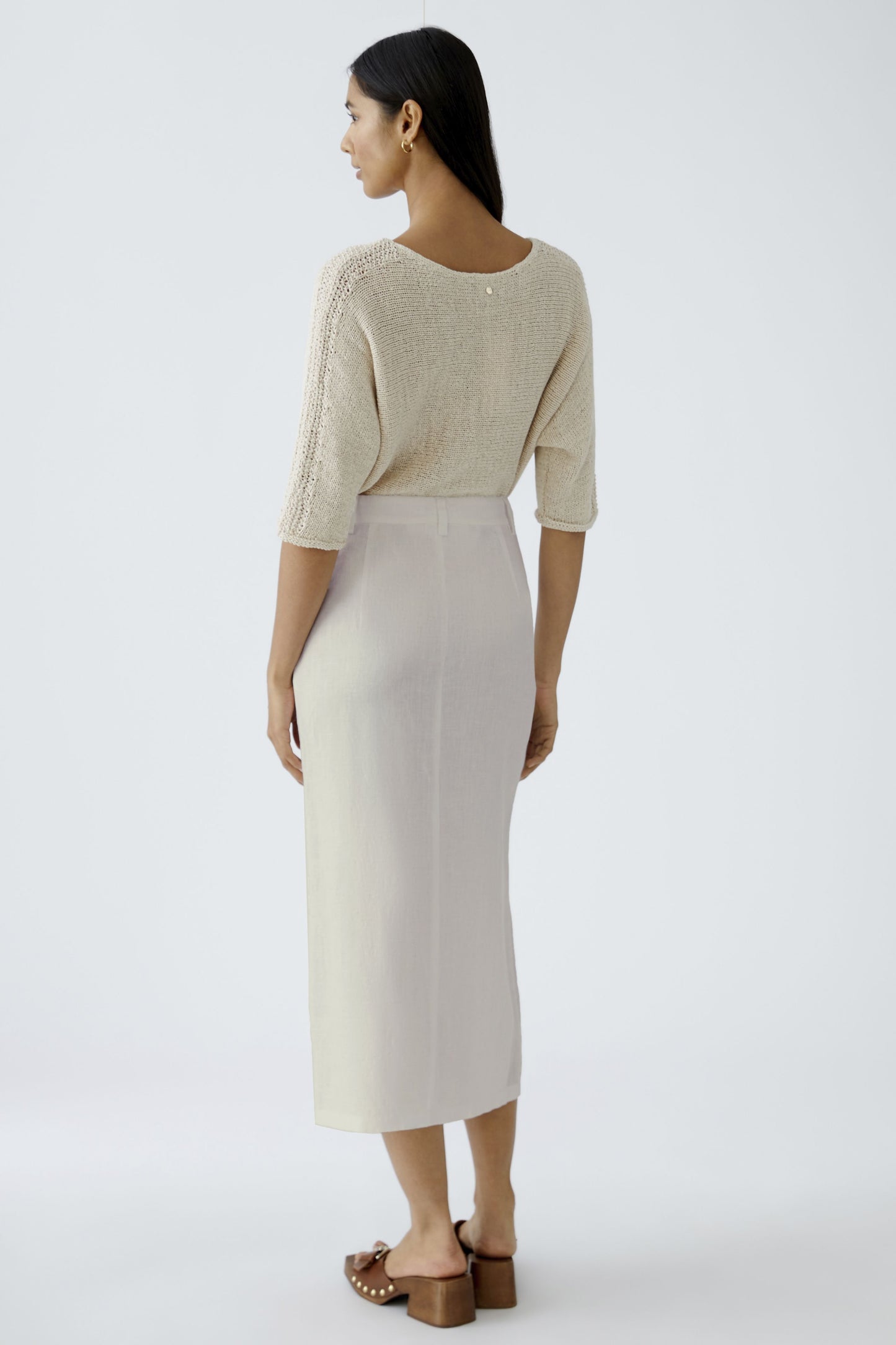 O 92882 Linen split straight skirt