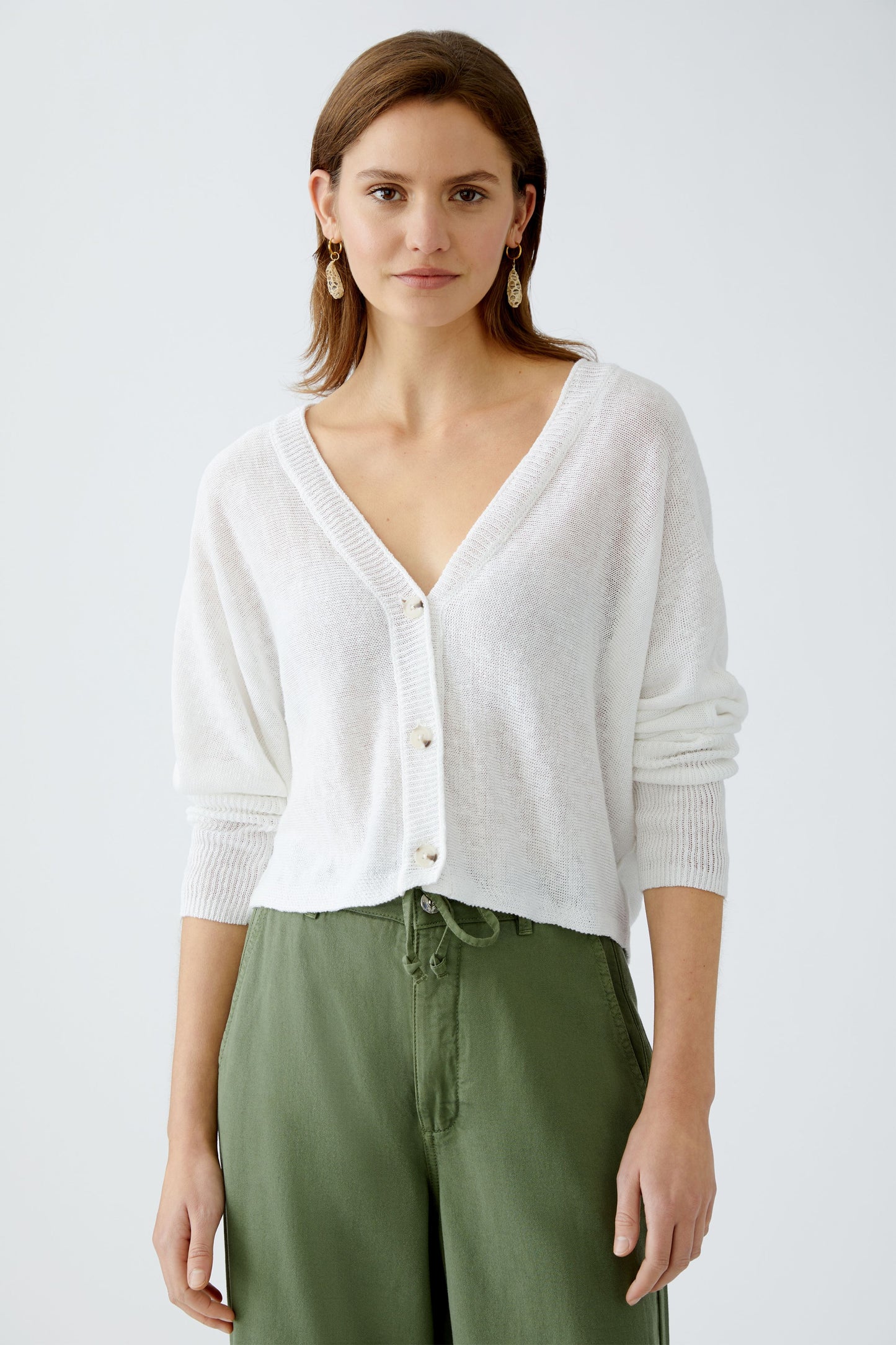 O 92876 Linen V-neck boxy cardigan