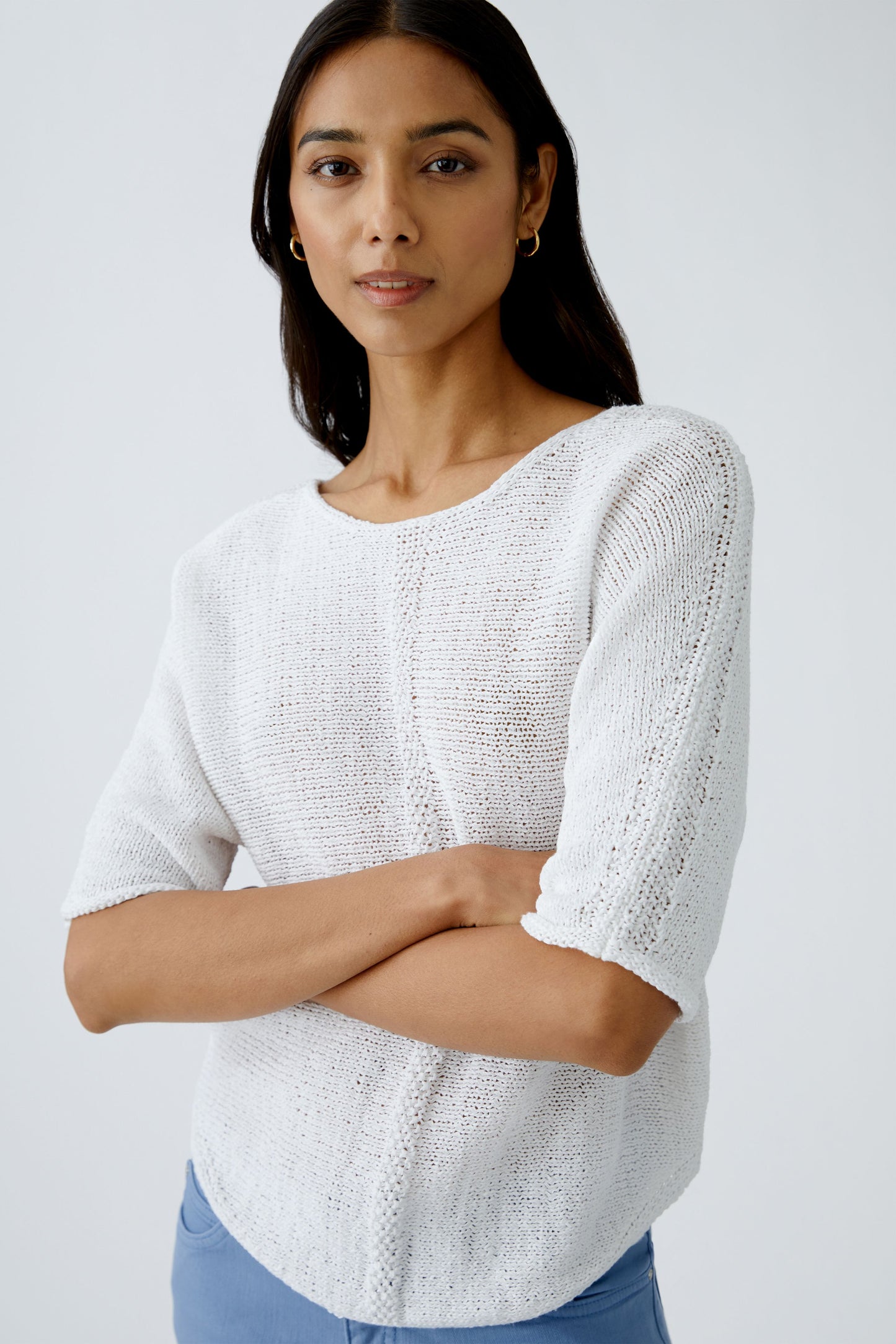 O 92981 Tape yarn cotton 3/4 sleeve jumper