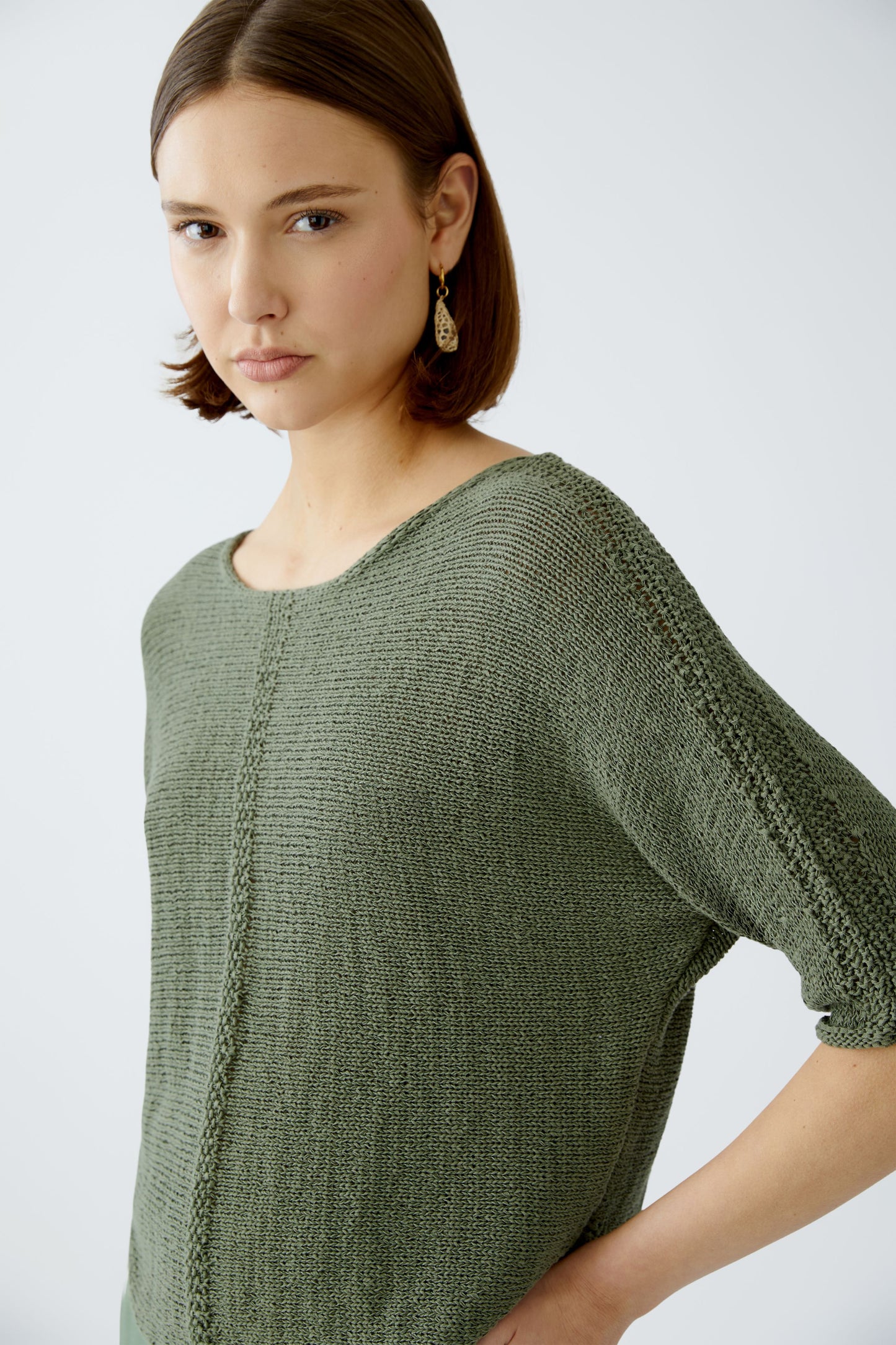 O 92981 Tape yarn cotton 3/4 sleeve jumper
