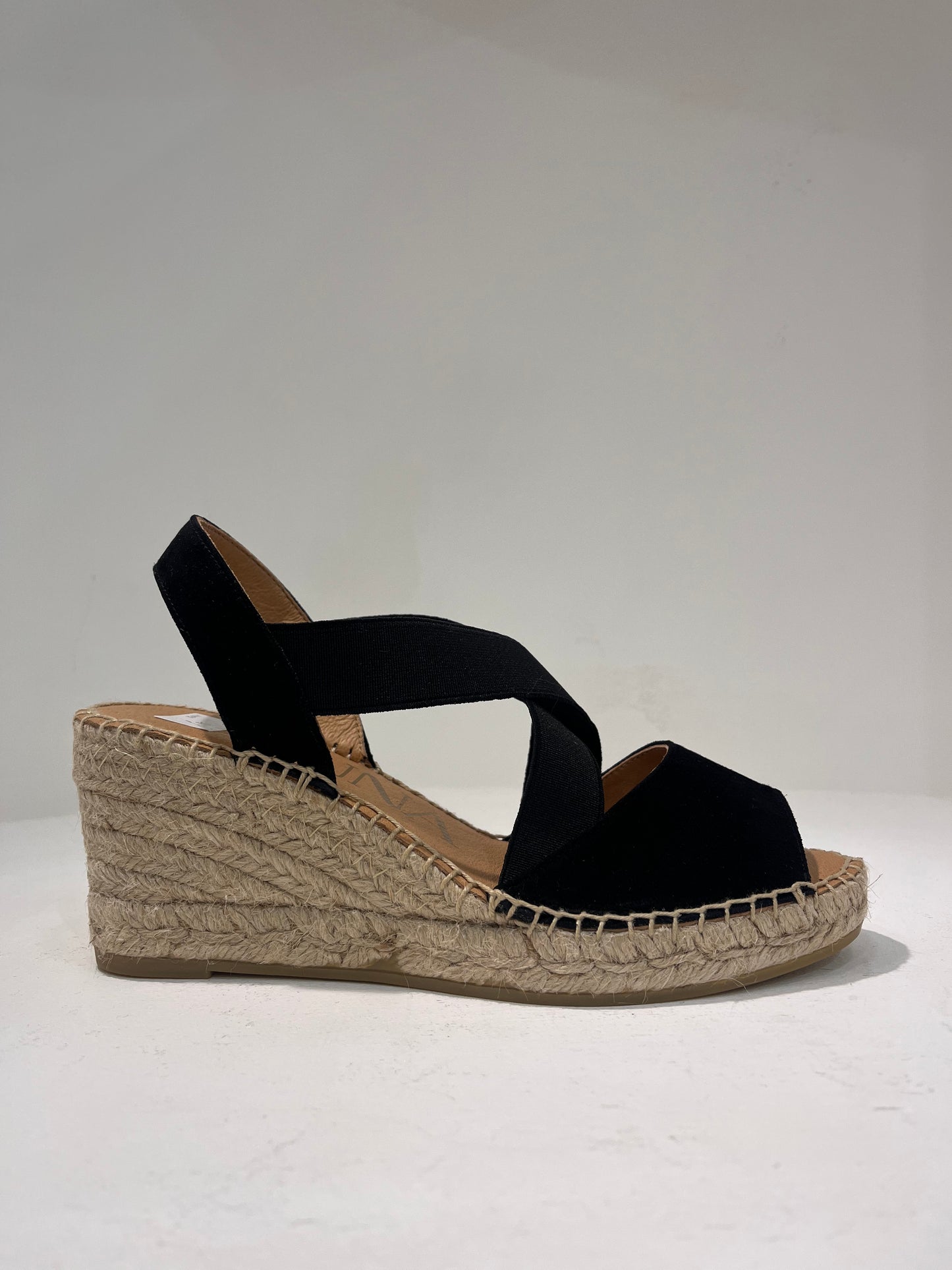 K KV8071 Suede vamp X-elastic mid wedge sandal
