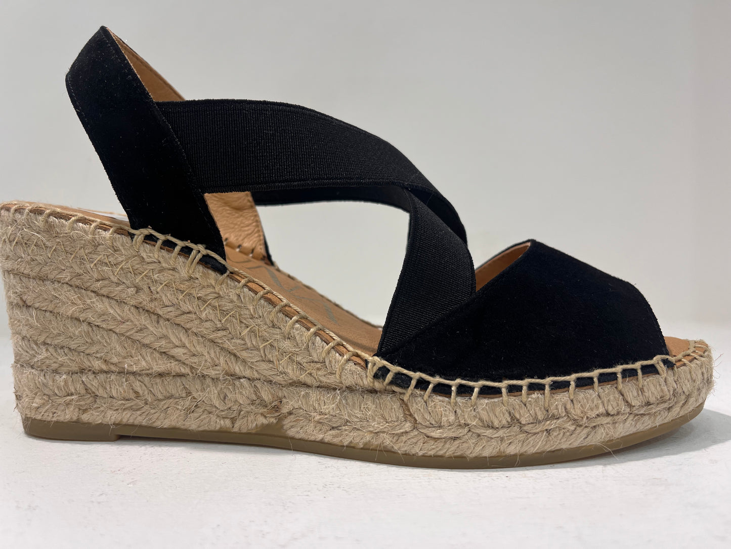 K KV8071 Suede vamp X-elastic mid wedge sandal