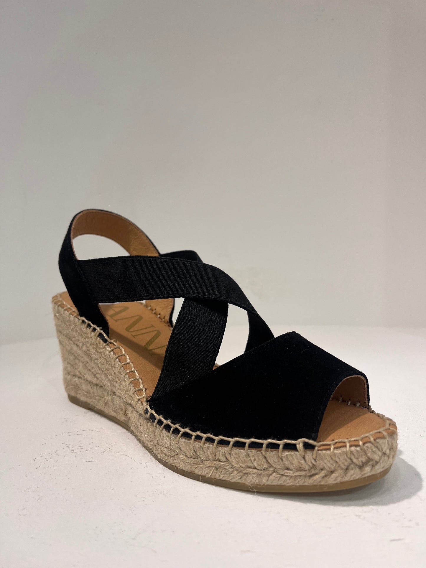 K KV8071 Suede vamp X-elastic mid wedge sandal