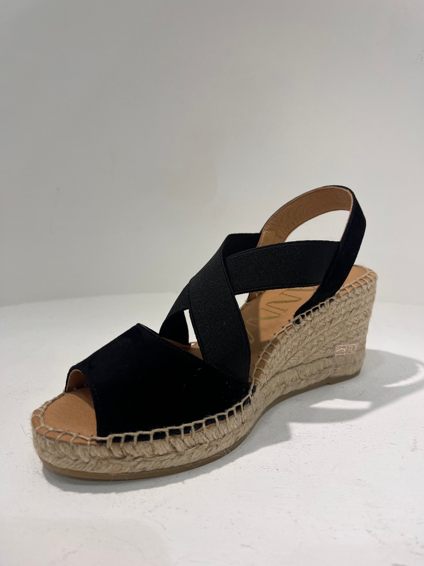 K KV8071 Suede vamp X-elastic mid wedge sandal