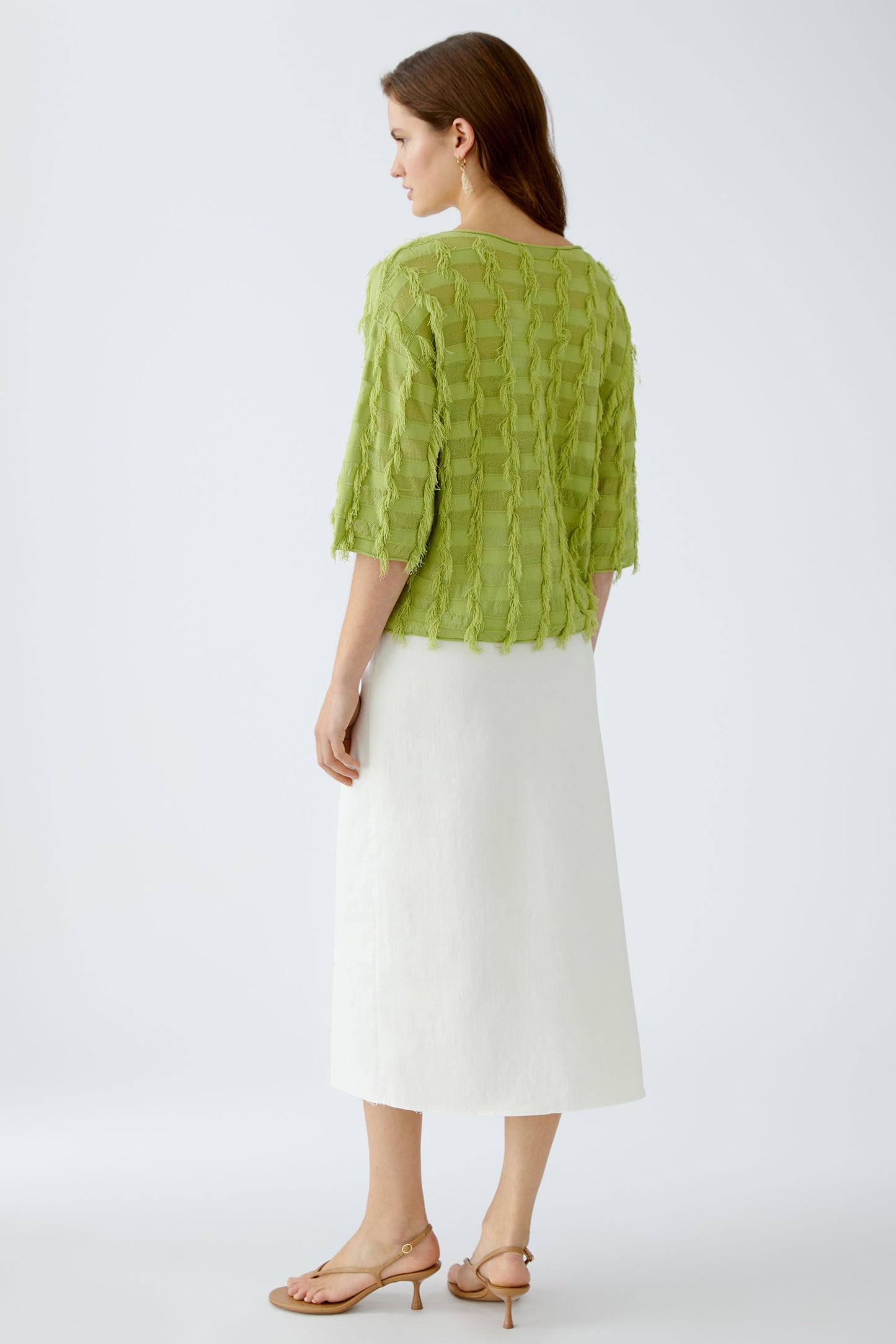 O 93318 Fringe knit 3/4 top
