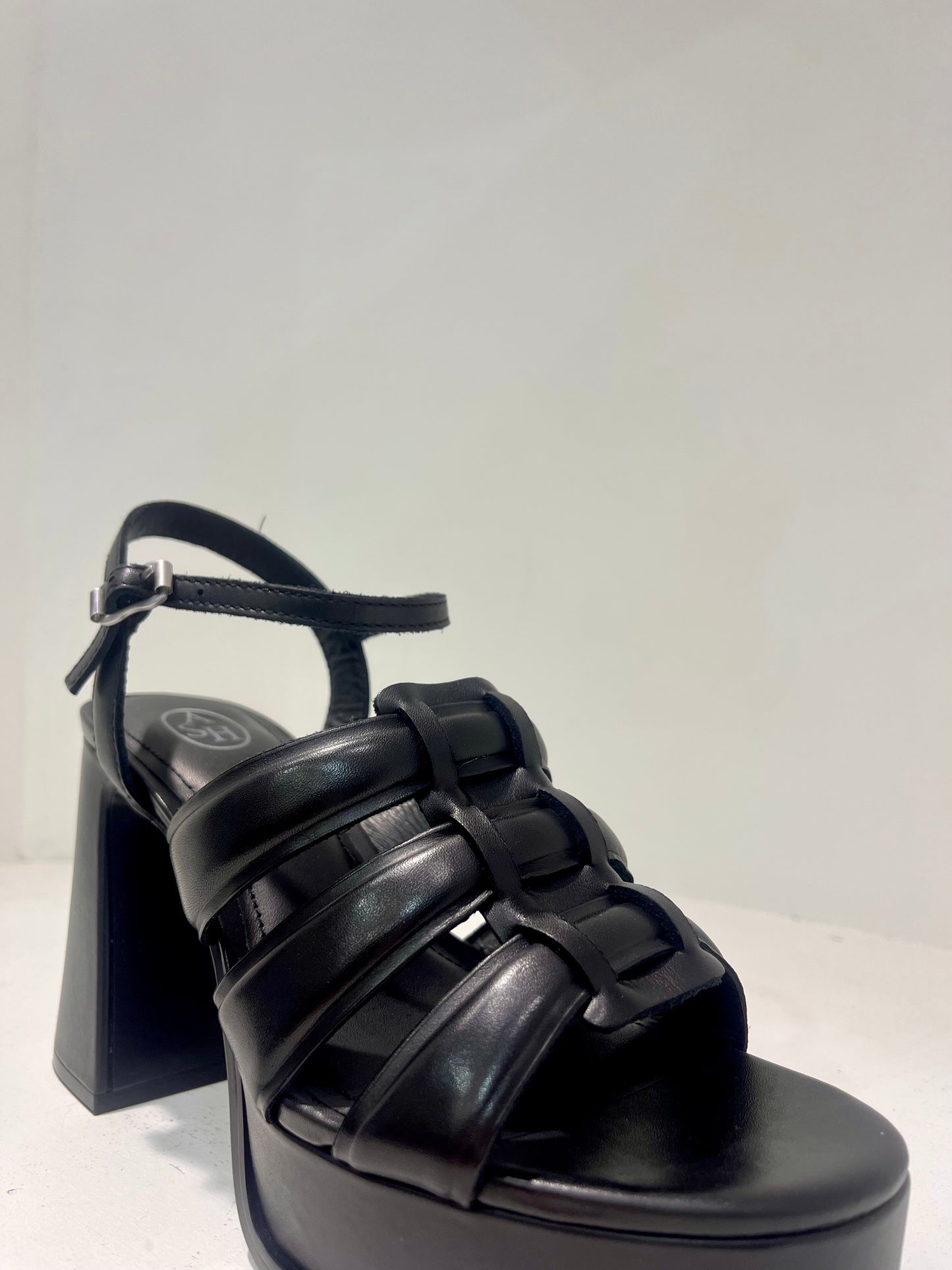 A Mina01 block high heel platform lea sandal