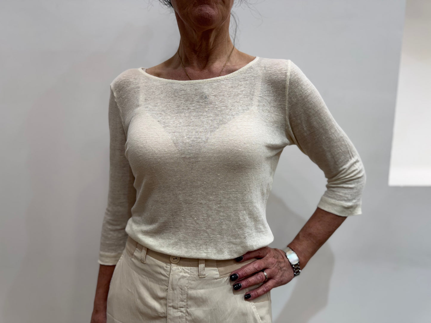 EC 37K02991 Linen 3/4 sleeve top