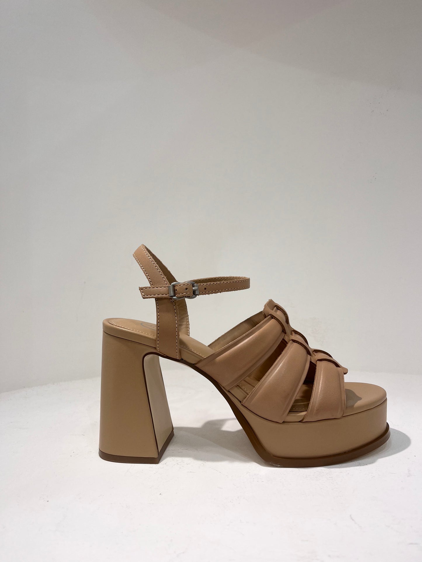 A Mina02 block high heel platform lea sandal