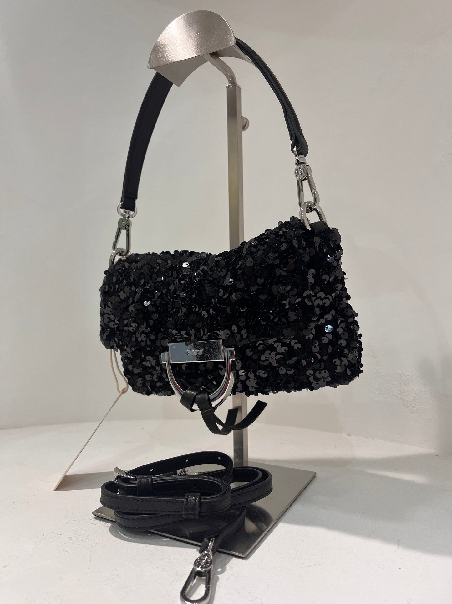 A 3167696 Sequin small structured bag silver hardware