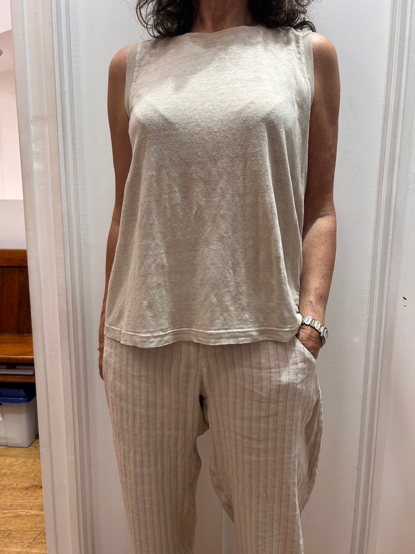 Tr P252 Stab stripe carrot trousers