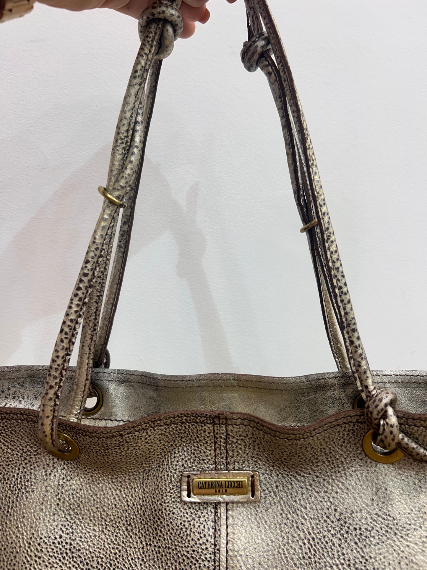 CL Metallic knot handle large square shopper