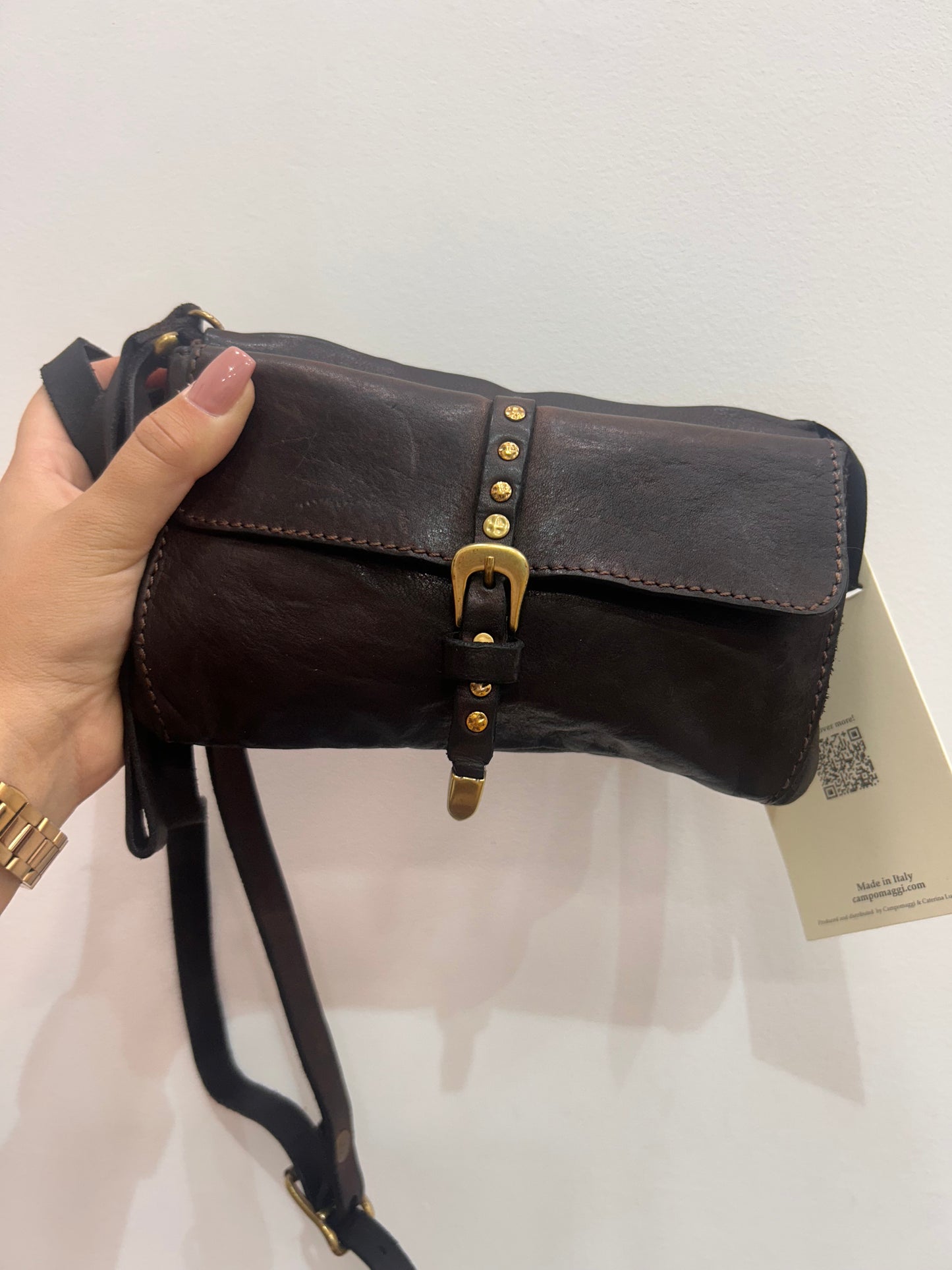 C 34070 Small satchel with buckle pocket trim