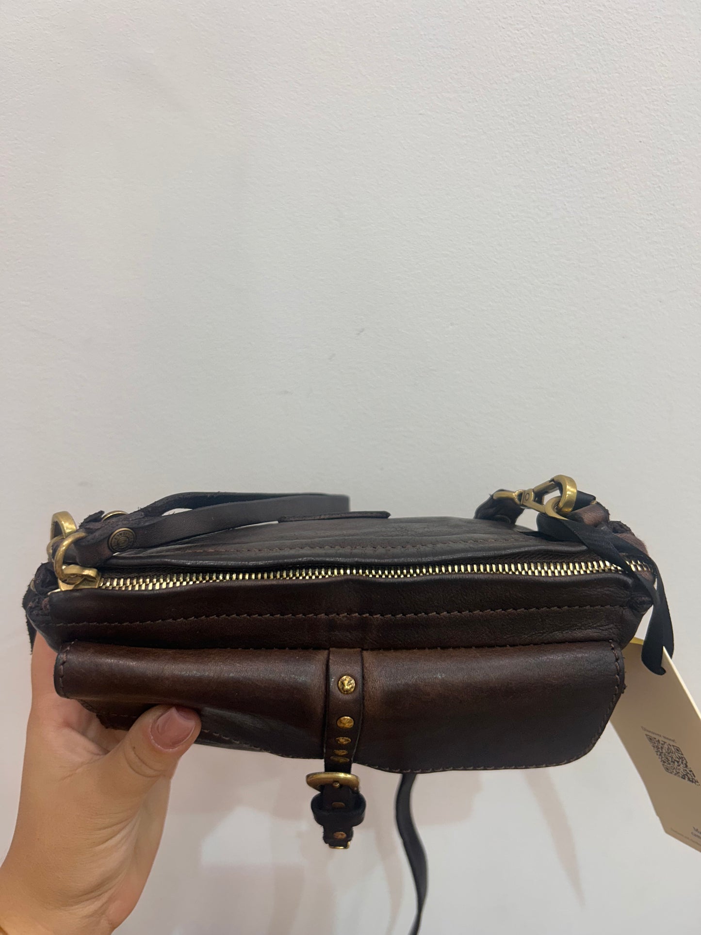 C 34070 Small satchel with buckle pocket trim