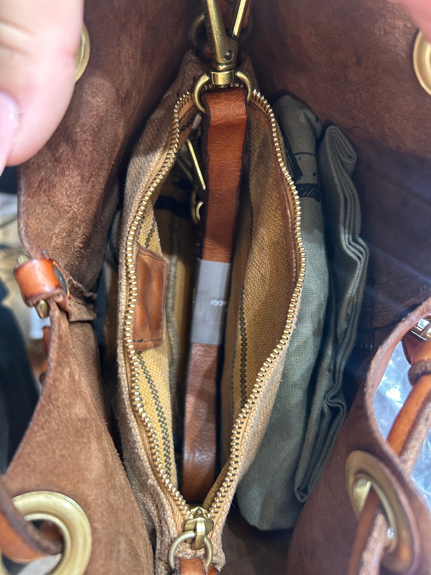 C 41060 Panelled knot strap small bucket bag