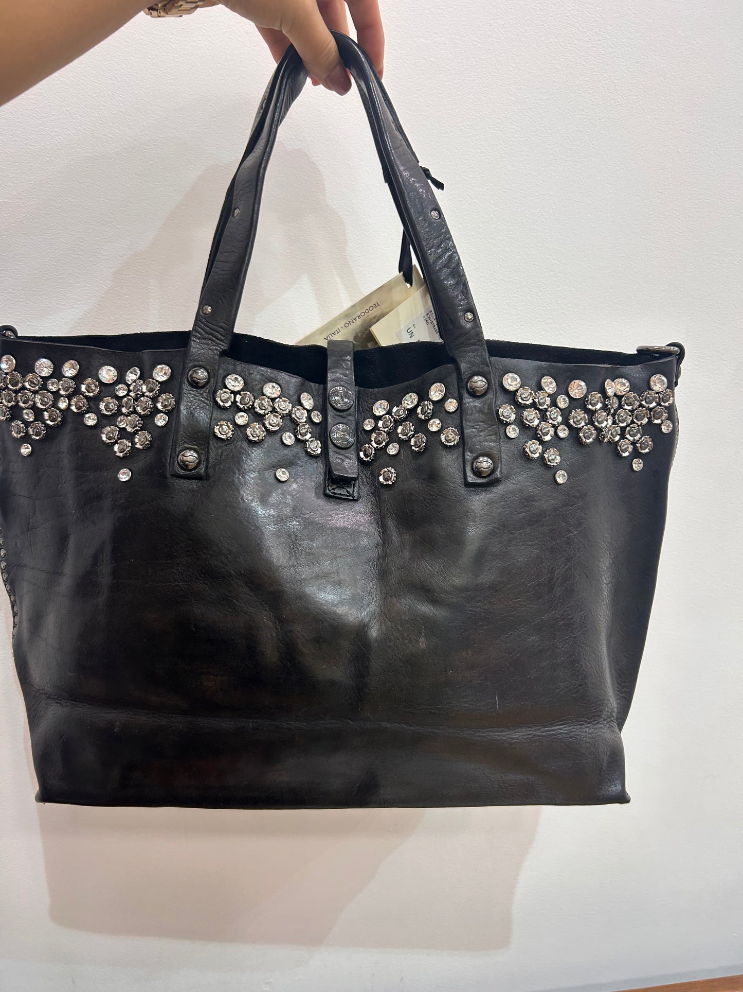 C 290 Bella Flower & diamonte stud trim shopper
