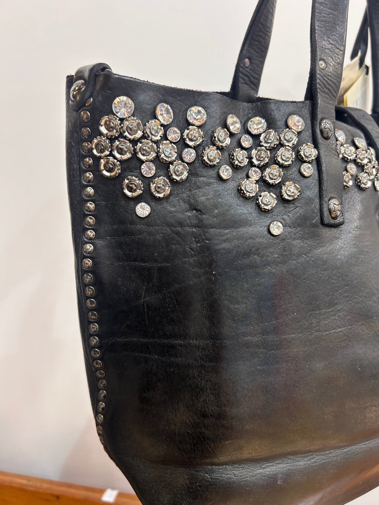 C 290 Bella Flower & diamonte stud trim shopper