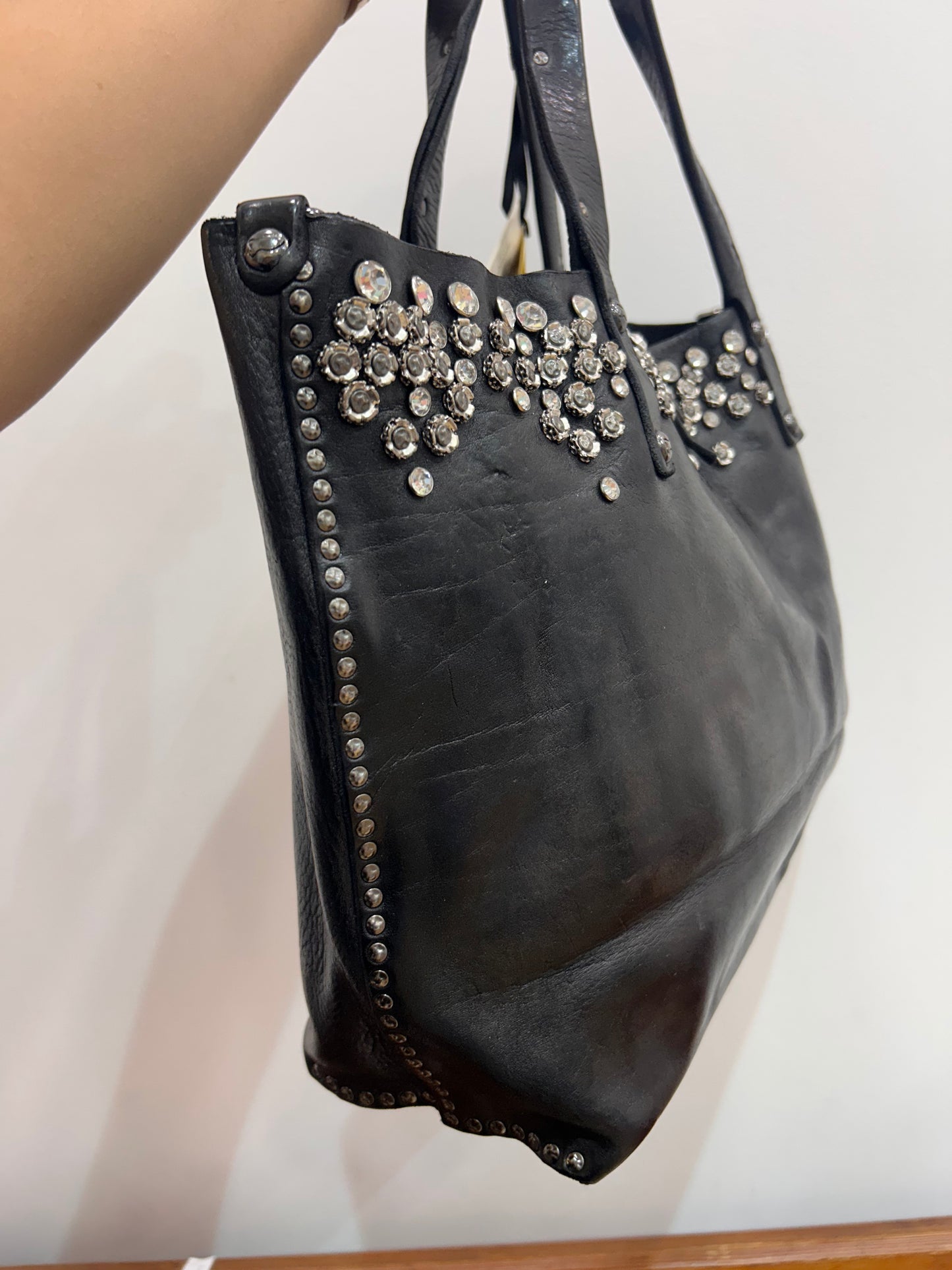 C 290 Bella Flower & diamonte stud trim shopper