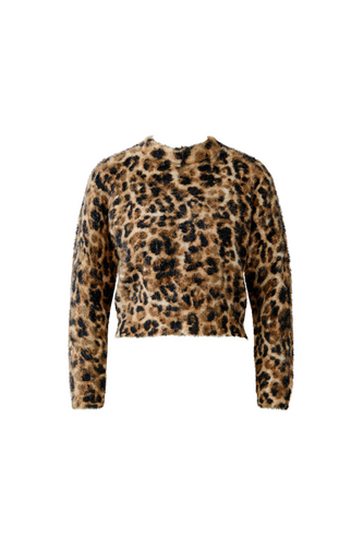 O 86112 Leopard fluffy fitted jumper