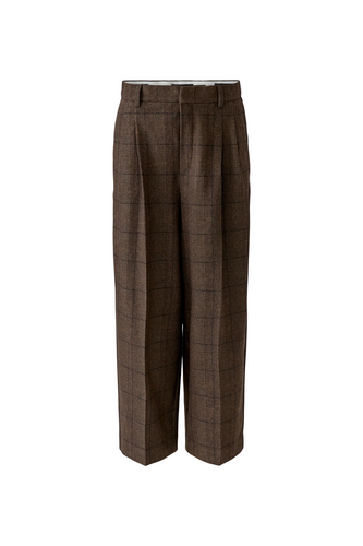 O 100440 Pleat front check trousers