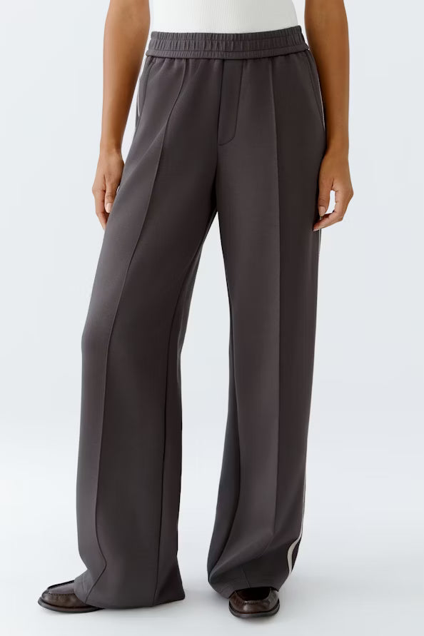 O 94118 Side stripe stretch trousers dk brown