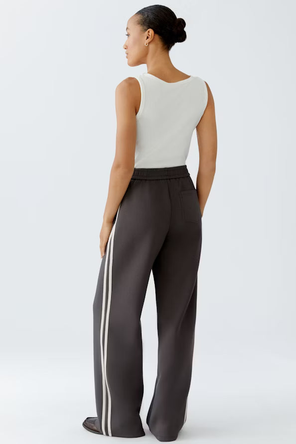 O 94118 Side stripe stretch trousers dk brown