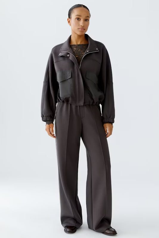 O 94118 Side stripe stretch trousers dk brown