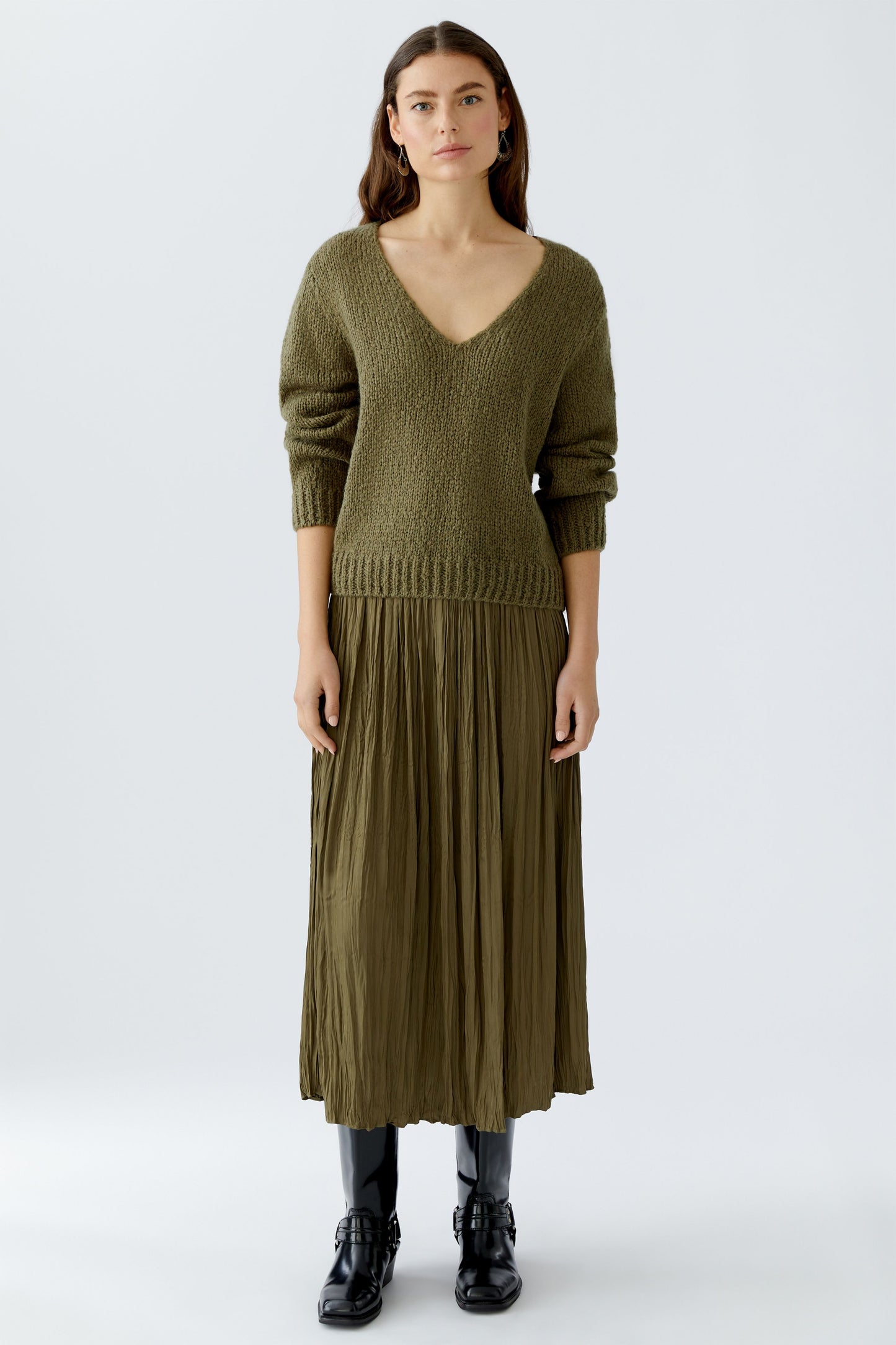 O 88975 Crinkle pleat silky skirt