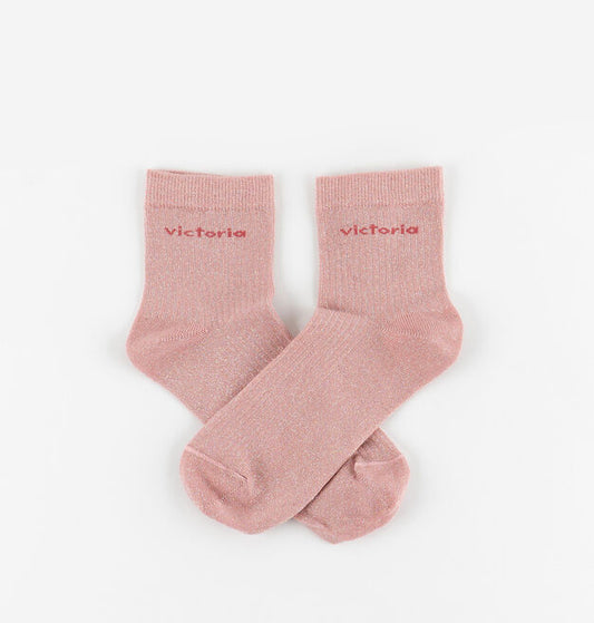 V 9125132 lurex socks pink