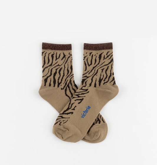 V 9125134 zebra pattern socks brown