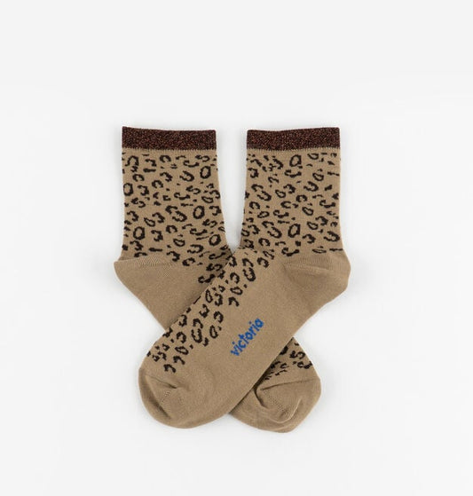 V 9125135 leopard pattern socks brown