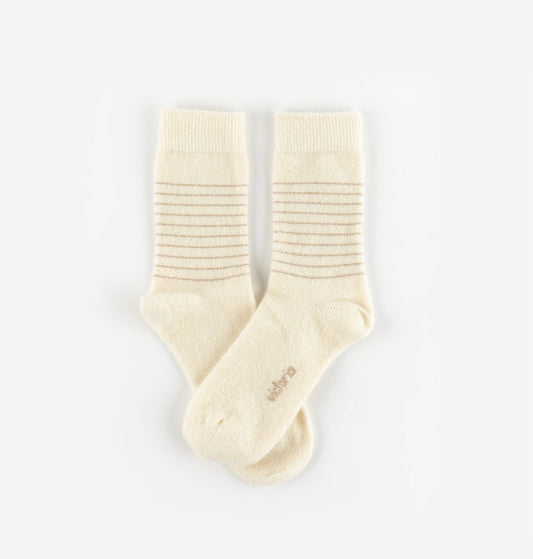 V 9125140 cashmere lurex socks cream