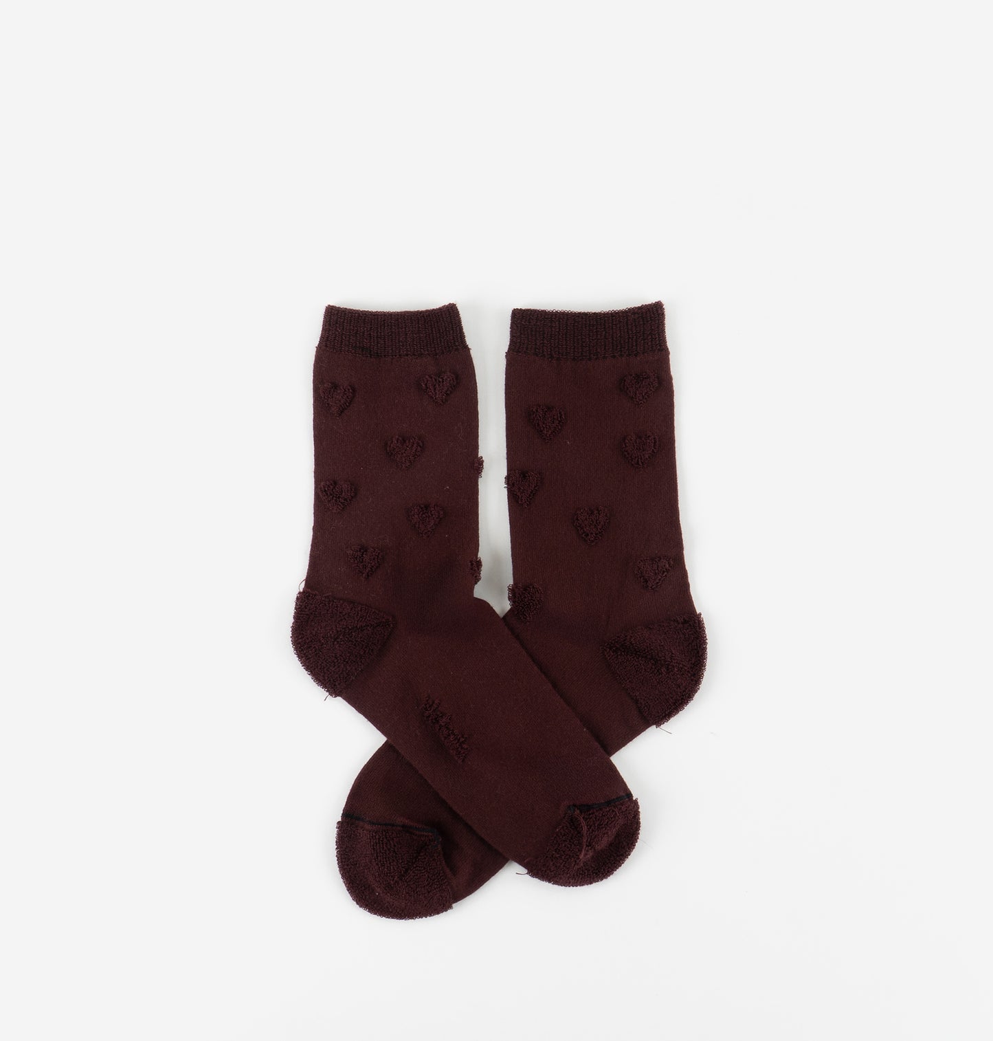 V 9126033 heart detail socks burgundy