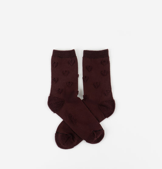 V 9126033 heart detail socks burgundy